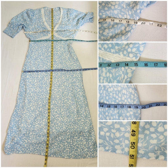 RIXO for Target ditsy floral midi dress blue white lace romantic feminine 12 - Picture 10 of 10